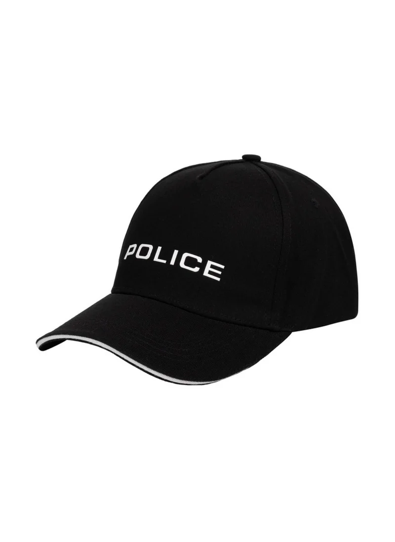 Police High-Contrast Cotton Baseball Cap - Black