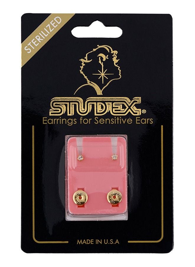 Studex - 2MM April – Crystal Birthstone 24K Pure Gold Plated Ear Studs - Image 1
