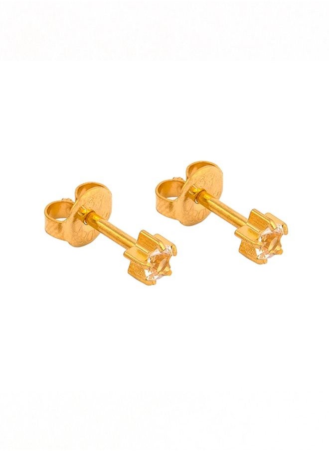 Studex - 2MM April – Crystal Birthstone 24K Pure Gold Plated Ear Studs - Image 1
