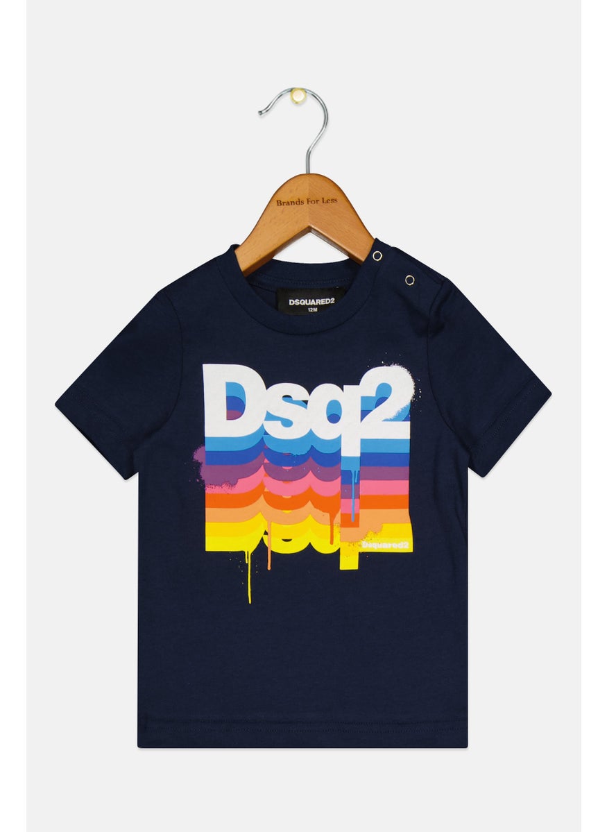 DSQUARED2 Toddlers Boy Crew Neck Short Sleeves Brand Logo T-Shirt, Navy  - Image 1