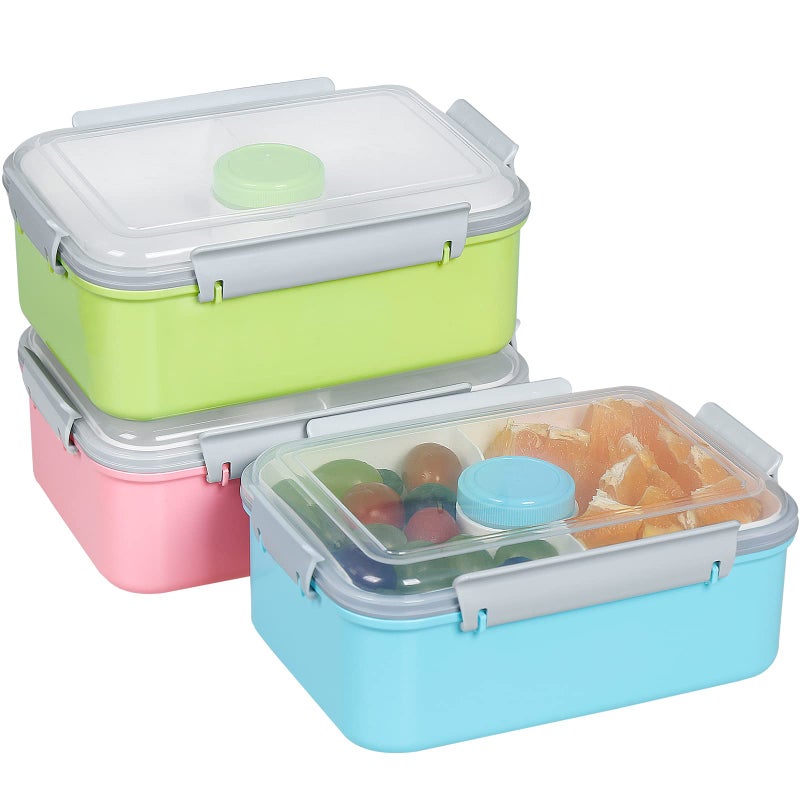 shopwithgreen Set of 3 Salad Food Storage Container To Go  47-oz Bento Box with Removable Tray & Dressing Pots  for Lunch  Snacks  School & Travel - Food Prep Storage Containers with Lids - Image 1