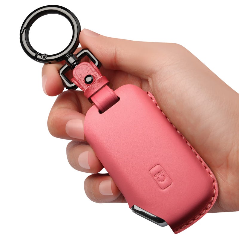 Tukellen for Kia Key Fob Cover Leather,with Keychain Compatible with Cerato Ceed Forte NIRO Sorento Seltos Sportage Soul Telluride,Remote Key-Pink - Image 1