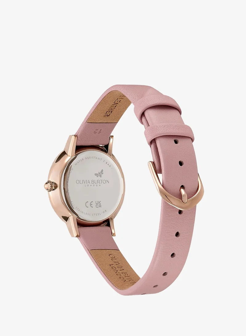 Olivia Burton Womens 2-Hand Signature Butterfly Collection Watch With Pink Leather Strap - 24000126