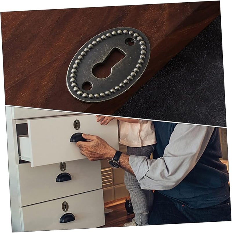 Antique Keyhole Insert Plates 24Pcs Vintage Covers For Dresser Cabinet Furniture Protection - Image 4