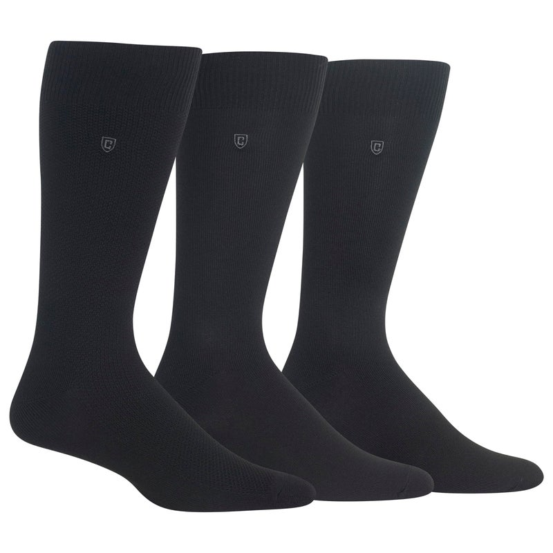 Chaps Mens Super Soft Dress Crew - 3 Pair Pack Patterns And Textures Casual Sock, Black Birdseye Textured, 6-12 US