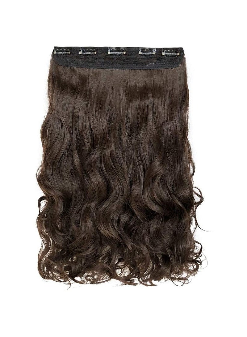 Estelle Full head one piece long straight and Body Wave hair extension, with 5 clips, suitable for women and girls Color No 4B Body Wave - Image 2