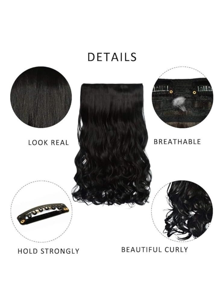 Estelle Full head one piece long straight and Body Wave hair extension, with 5 clips, suitable for women and girls Color No 4B Body Wave - Image 3