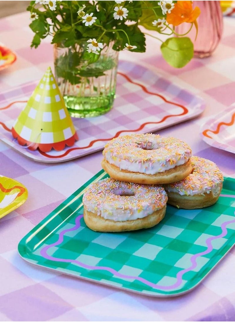 Talking Tables - Green Gingham Wooden Serving Tray - Image 1