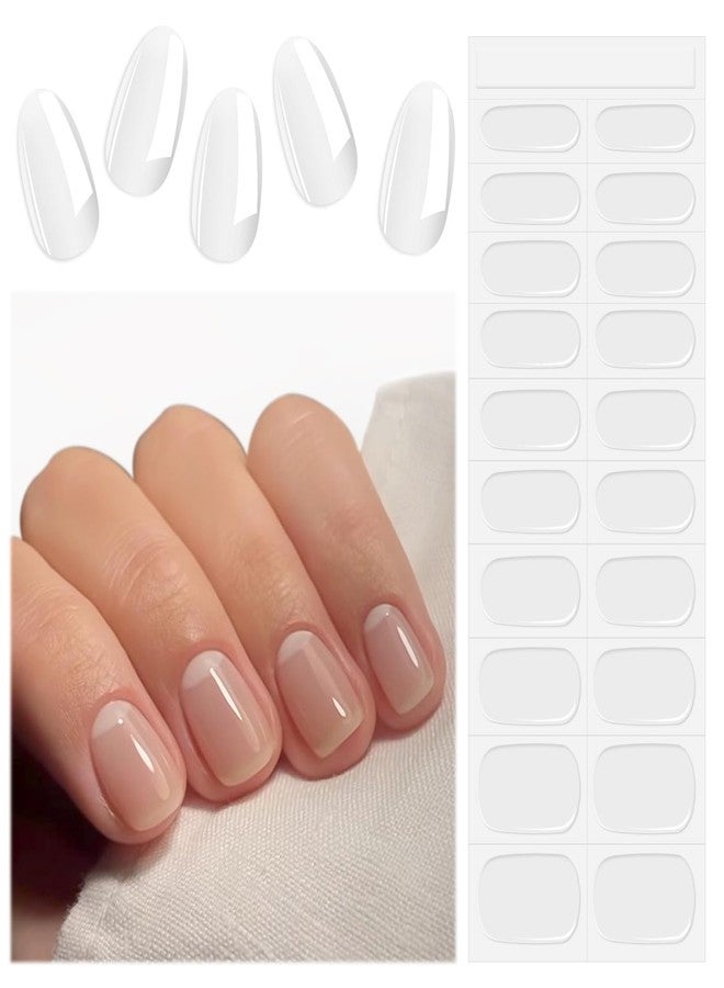 EBANKU Semi Cured Gel Nail Strips, 20PCS Clear UV Gel Nail Stickers Transparent Gel Nail Wraps for Home Nail DIY Salon-Quality Nail Strips with Nail File, Nail Stick- UV Light Required - Image 1