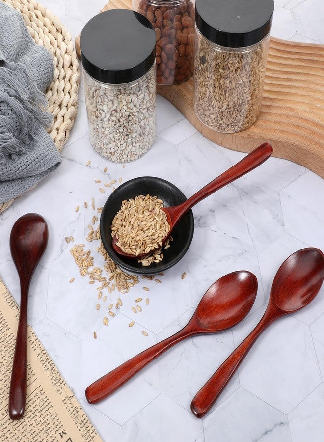 Tweruna 4 PCS Wooden Spoons for Eating, 7.4 Inch Wood Soup Spoon, Hard Wood Spoons for Eating, Wooden Table Spoon Set for stirring Coffee Desserts Cereal - Image 5