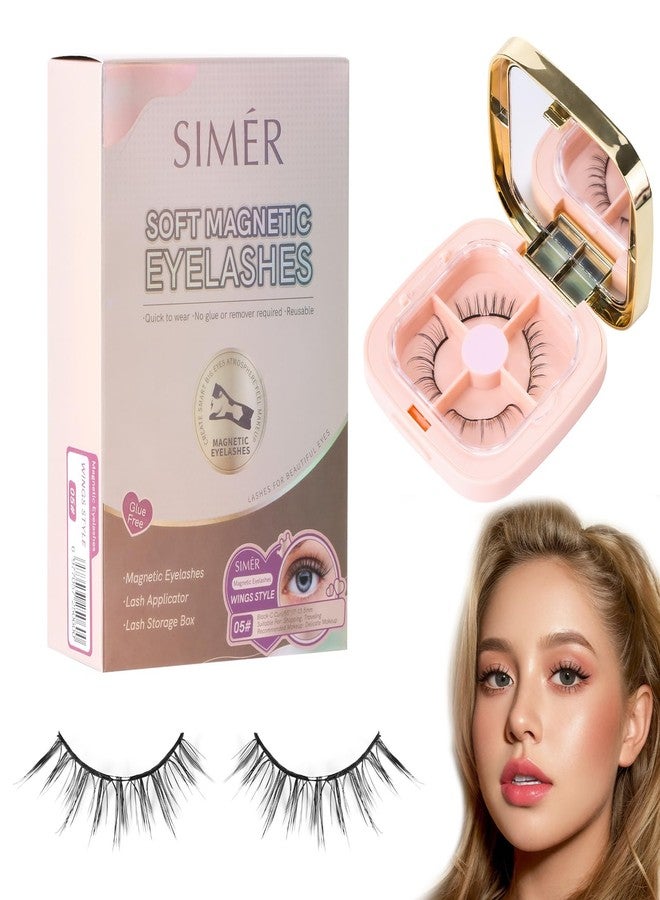 SIMER Magnetic Eyelashes, Soft Dual Magnets Eyelashes with Applicator, Natural Look Reusable No Glue & No Makeup Remover Needed, Style 02 - Image 1