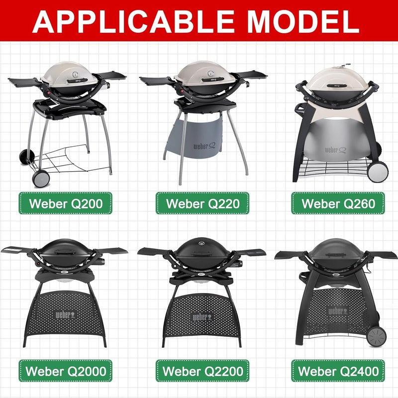 GGC شبكات الشواء 7645 7583 لأفران الغاز Weber Q220، Q200، Q2000، Q2400، Q260، بمقاس 21.5" x 15.3" من الحديد الزهر، مثالية للاستخدام مع أفران Weber 396000، 396001، 53060001. تُعد قطعة غيار لأفران Weber Baby Q. - Image 5