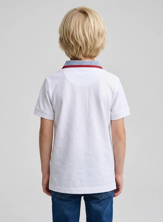 Take Two  Boys White Striped Collar Regular Fit polo T-Shirt By Juniorloom for Men | Best Price UAE