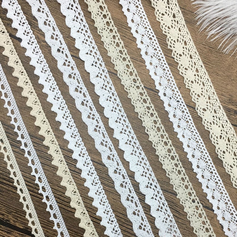 Cotton Ribbon Vintage Lace Trims Bridal Wedding Scalloped Edge Crochet Lace DIY Sewing Craft Supply 18 Yards Assorted 2 Yard Each