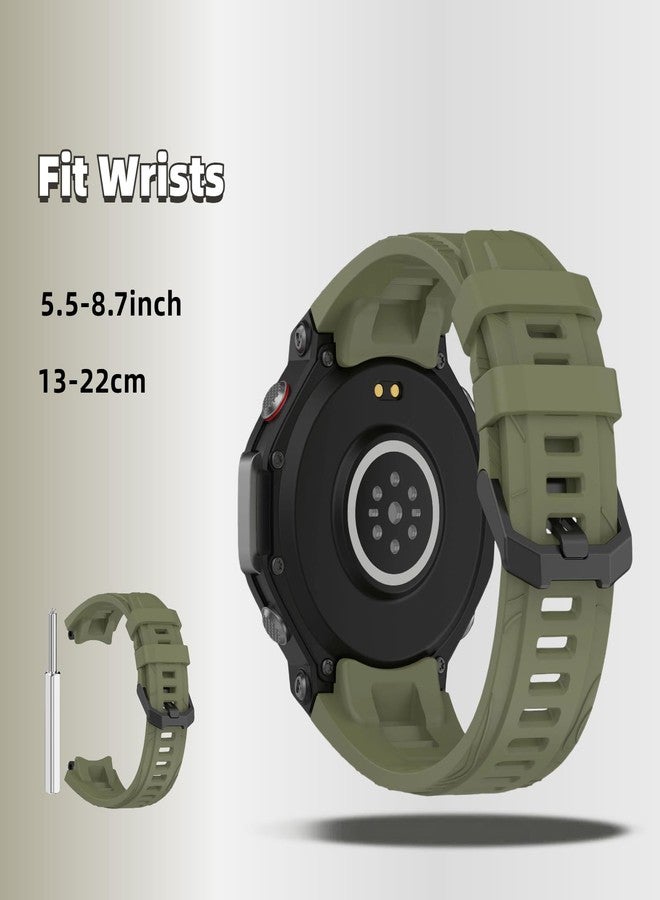 QHBAMD Silicone Band with Case Compatible with Amazfit T-REX3, Soft Breathable Strap Cover, for Men and Women (Jungle Green) - Image 4