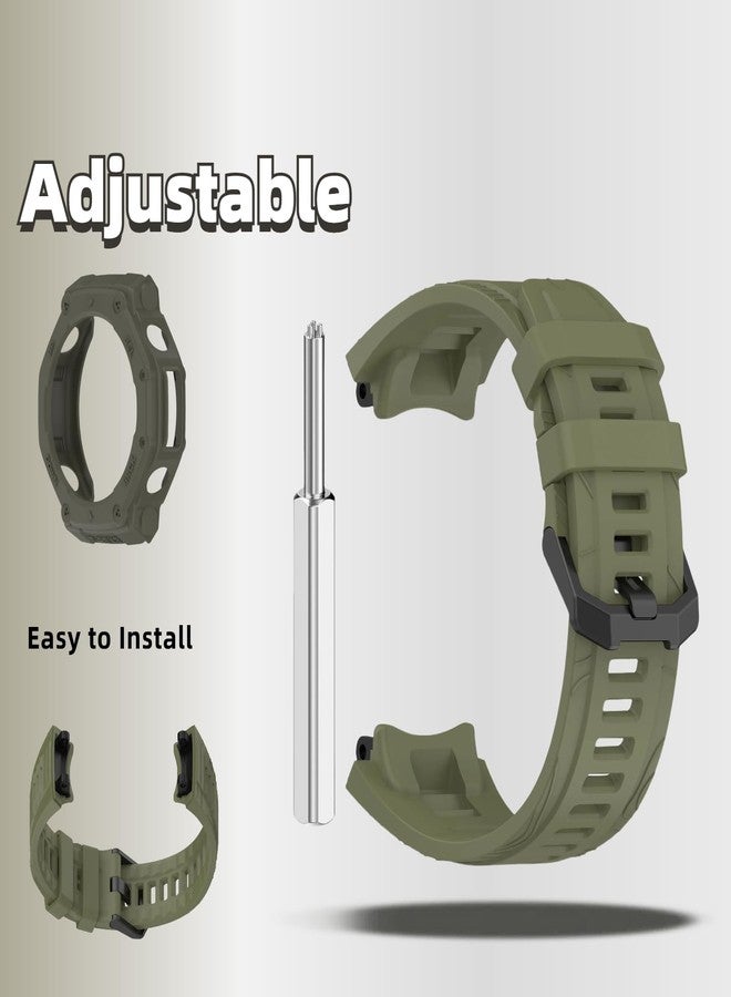 QHBAMD Silicone Band with Case Compatible with Amazfit T-REX3, Soft Breathable Strap Cover, for Men and Women (Jungle Green) - Image 5