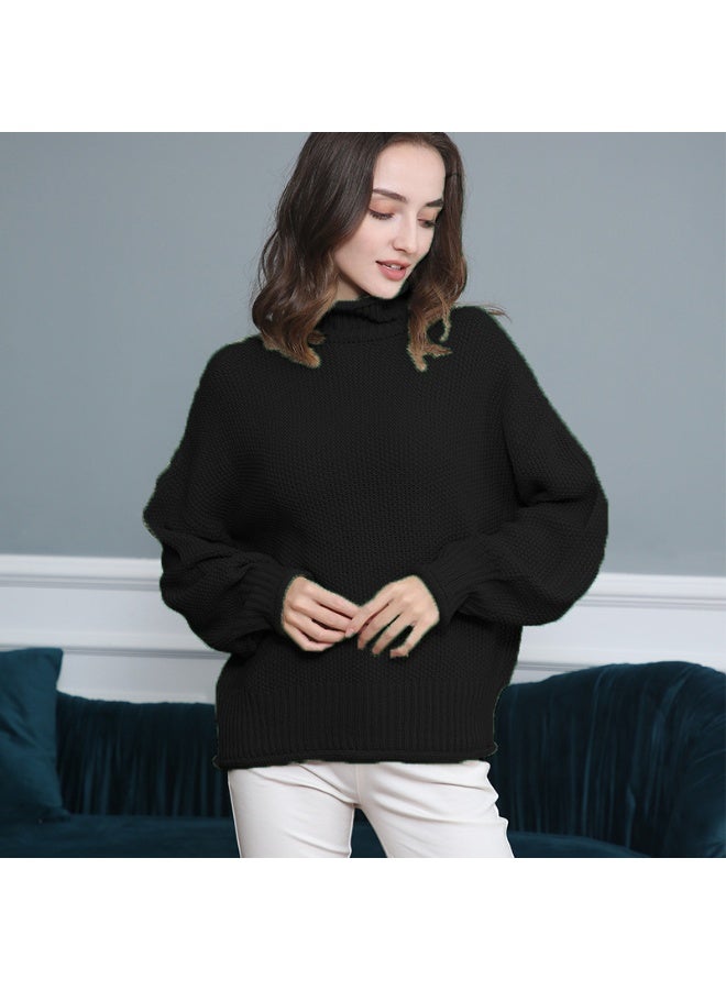 NIBEMINENT Autumn/Winter  Turtleneck Sweater Women's High Neck Knit Pullover Soft Comfortable Top Loose Jumper - Image 1