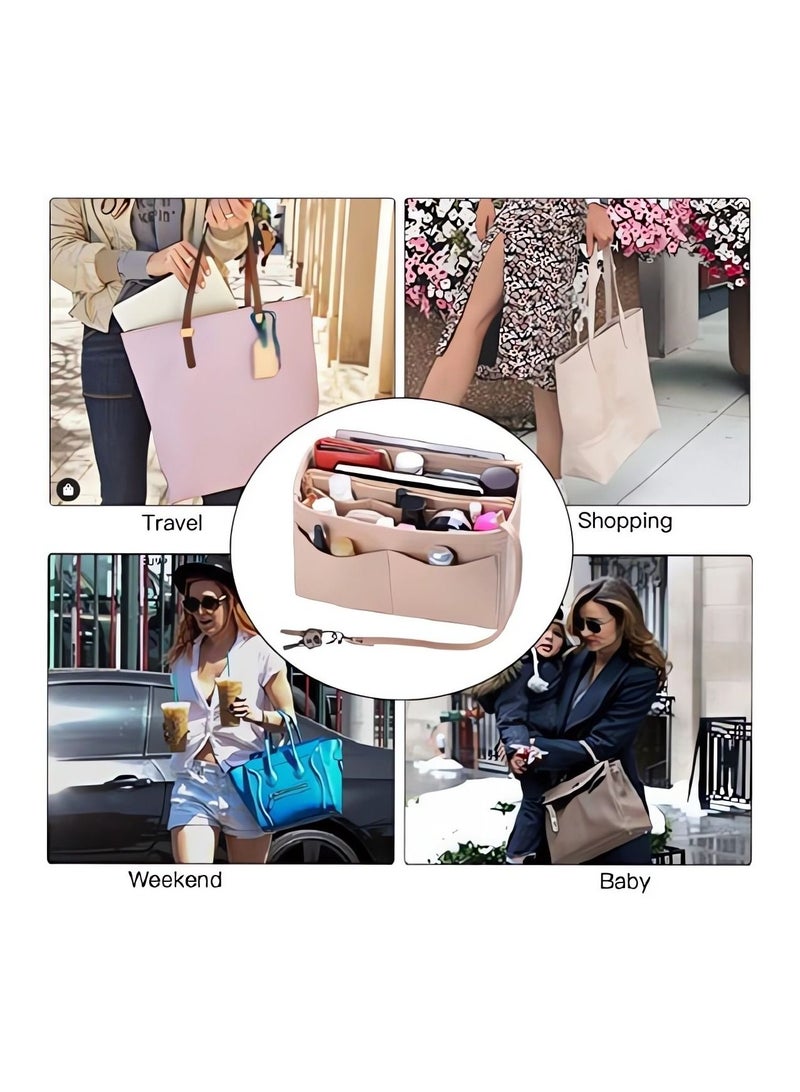 SYOSI Purse Organizer Insert Felt Bag with Zipper Handbag Tote Shaper - Image 2