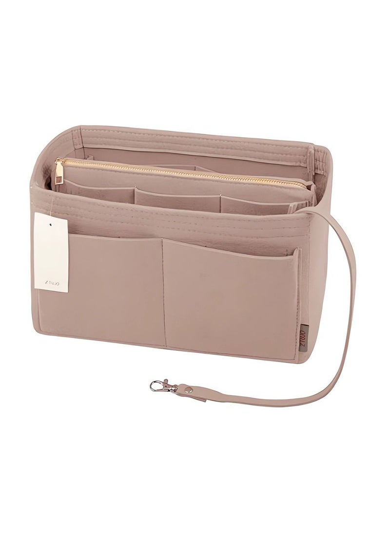 SYOSI Purse Organizer Insert Felt Bag with Zipper Handbag Tote Shaper - Image 1