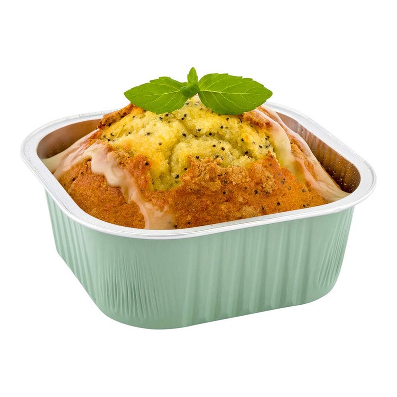 10 Ounce Disposable Ramekins 100 Square Creme Brulee Disposable Cups  OvenSafe For Desserts Pistachio Green Aluminum Disposable Baking Cups FreezerSafe Lids Sold Separately  Restaurantware