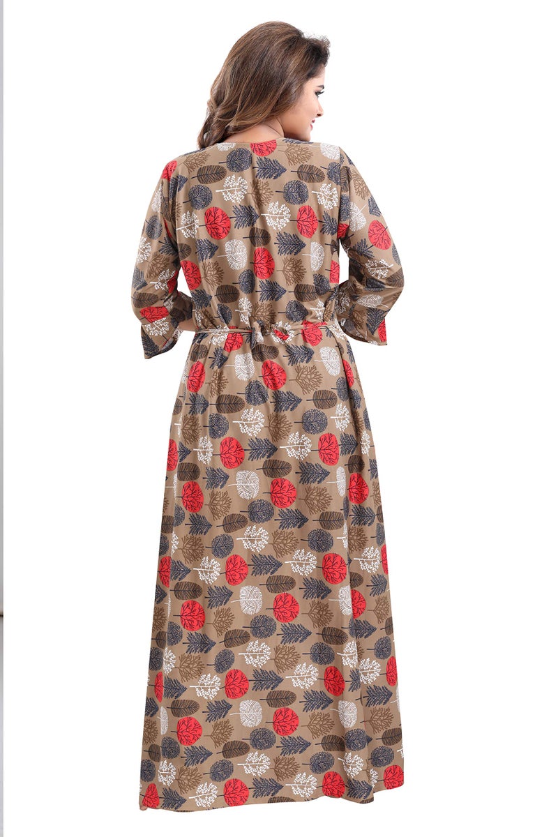 YKI Women's Sarina Printed Maxi Nighty (RG-FF-02, Pan Brown, L) - Image 5