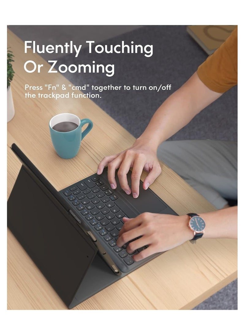 ELTRAZONE ELTERAZONE iPad Keyboard 9th Generation, Keyboard for iPad 8th Generation/7th Gen 10.2 Inch, Smart Trackpad, Wireless with Pencil Holder, Flip Stand Keyboard Case for iPad 9th/8th/7th Gen 10.2”, Black - Image 2