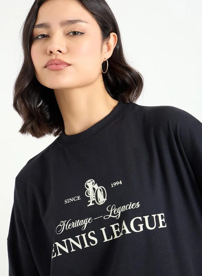 Styli Styli Black Oversized T-Shirt with Dropped Shoulder