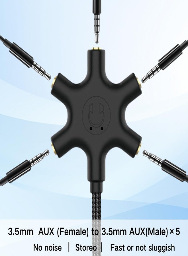 HOSONGIN 5-Way Headphone Splitter - 3.5mm Audio Sharing Hub with Braided Cable & Gold-Plated Connectors - Compatible with Smartphones Tablets Laptops MP3 Players - Perfect for Travel School Family Fun - Image 4