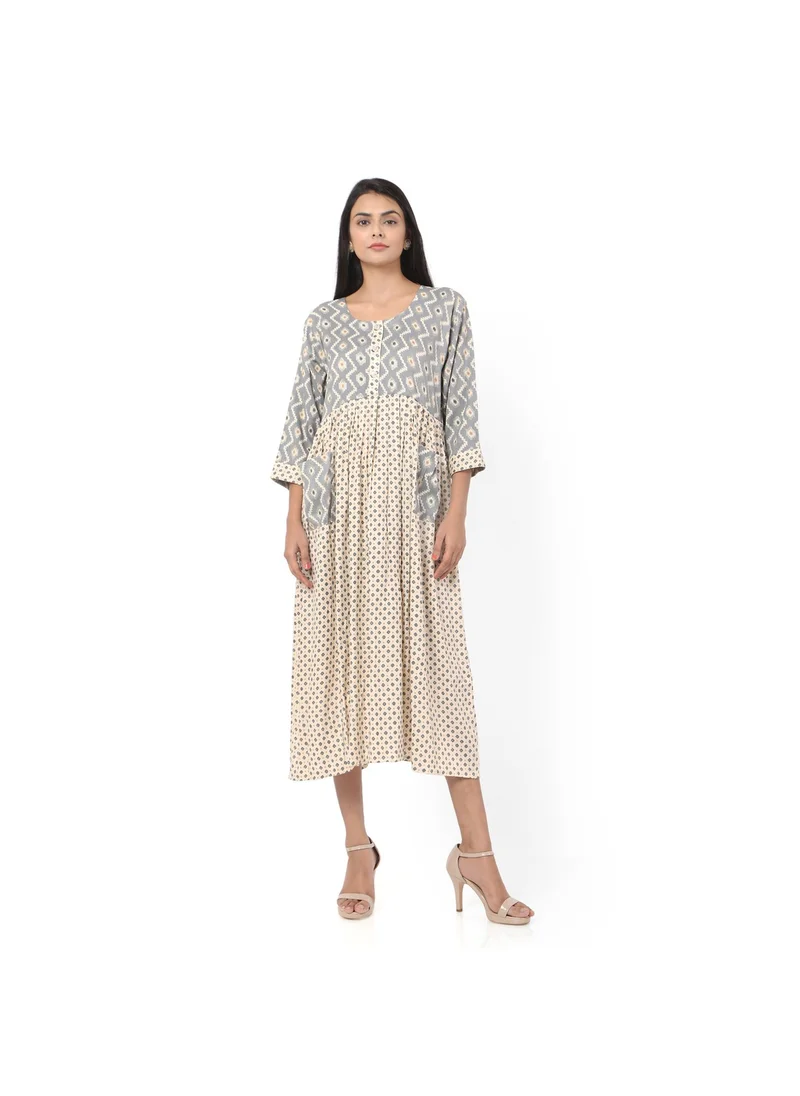 هانا آند سارا SHORT BLUE COLOUR STYLISH HIGH QUALITY PRINTED WITH FRONT BUTTONED STYLED ARABIC KAFTAN JALABIYA DRESS