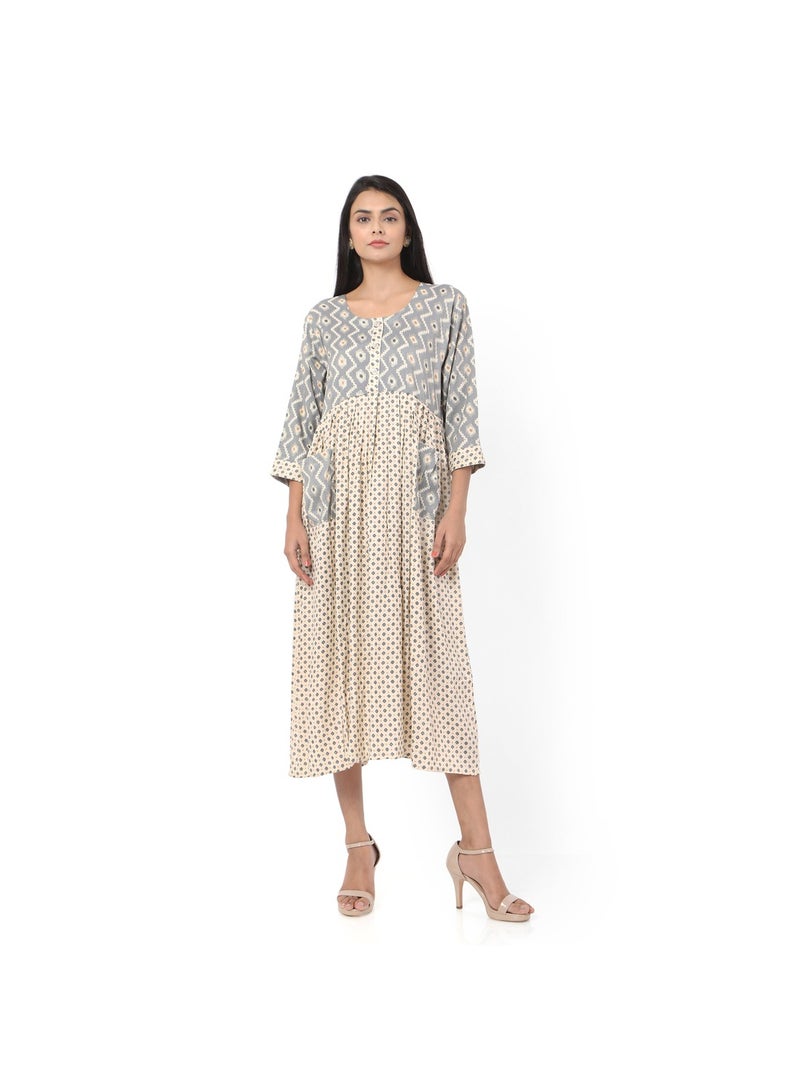 HANA & SARA STYLISH HIGH QUALITY PRINTED WITH FRONT BUTTONED STYLED ARABIC KAFTAN JALABIYA DRESS - Image 1