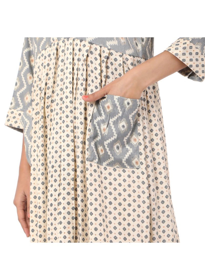 HANA & SARA STYLISH HIGH QUALITY PRINTED WITH FRONT BUTTONED STYLED ARABIC KAFTAN JALABIYA DRESS - Image 4