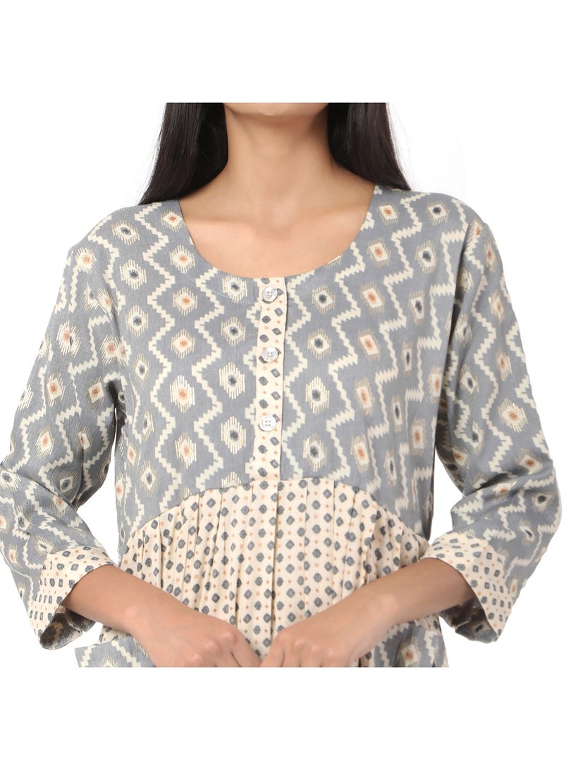 HANA & SARA STYLISH HIGH QUALITY PRINTED WITH FRONT BUTTONED STYLED ARABIC KAFTAN JALABIYA DRESS - Image 3