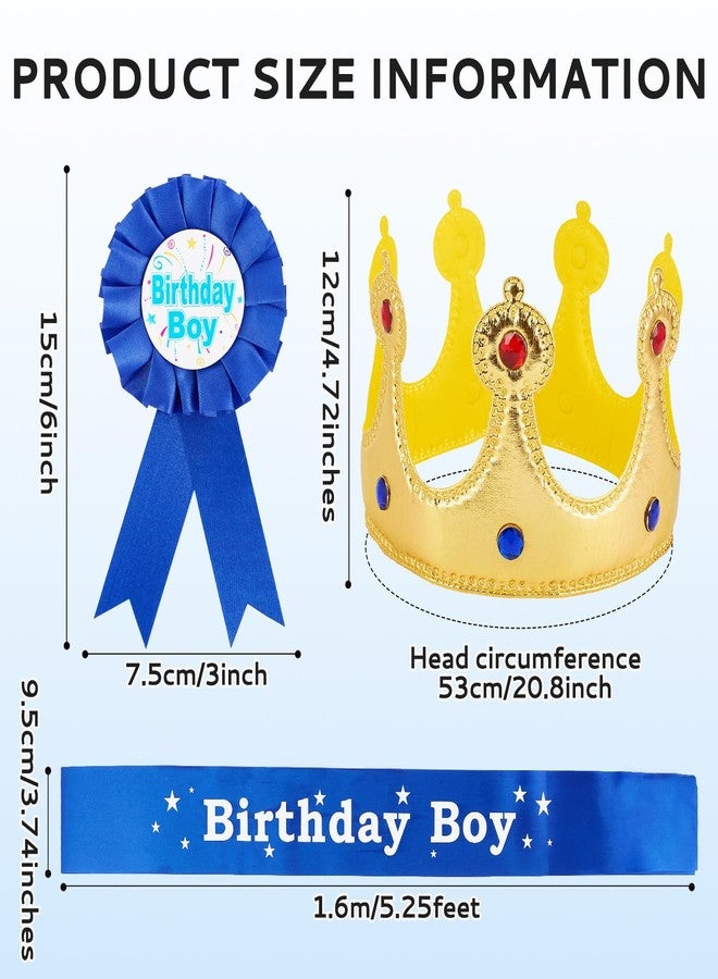 Hftjtsa Birthday King Crown Dress Up Set Birthday Sash and BRibbon Medal Party Accessory Set Photo Props for Party Decorations - Image 2