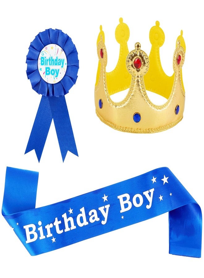Hftjtsa Birthday King Crown Dress Up Set Birthday Sash and BRibbon Medal Party Accessory Set Photo Props for Party Decorations - Image 1