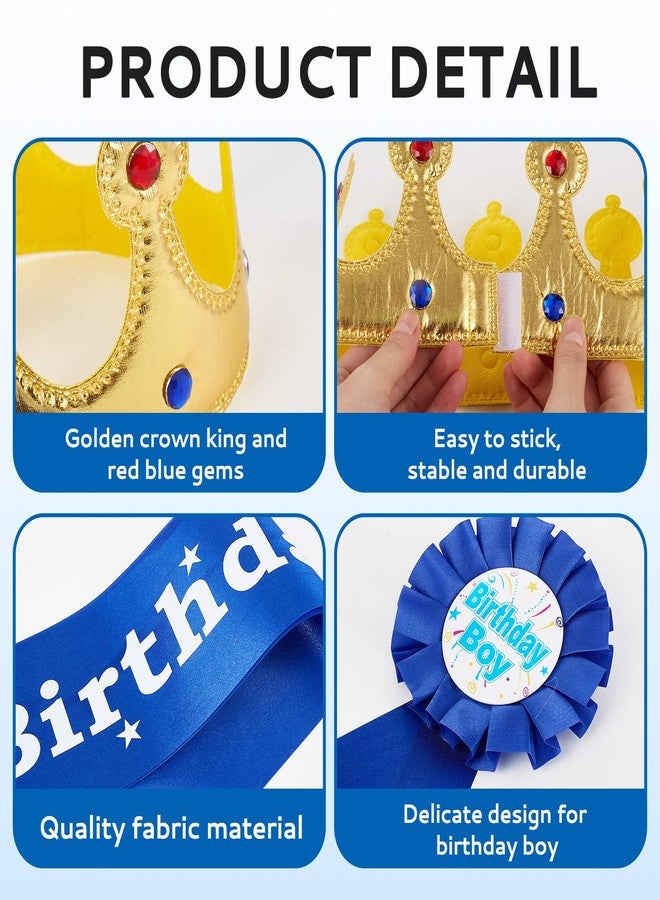 Hftjtsa Birthday King Crown Dress Up Set Birthday Sash and BRibbon Medal Party Accessory Set Photo Props for Party Decorations - Image 3