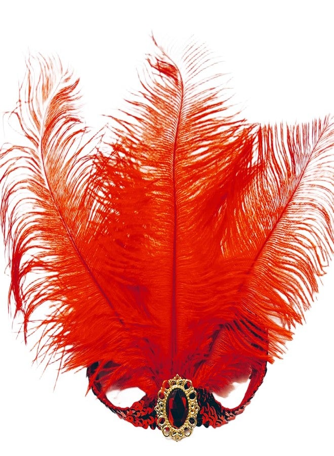 XKTEI 2pcs Sequins Feather Headpiece,1920s Flapper Headband,Mardi Gras Carnival Party Headwear Costume Accessory Women Headdress (Red-A) - Image 1