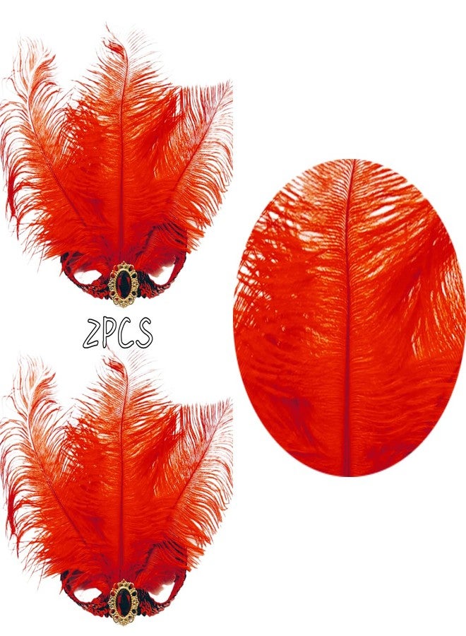 XKTEI 2pcs Sequins Feather Headpiece,1920s Flapper Headband,Mardi Gras Carnival Party Headwear Costume Accessory Women Headdress (Red-A) - Image 2