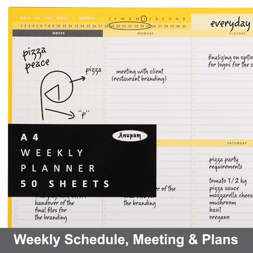 Anupam Weekly Planner Pad, Soft back Desk Planner Notepad, Tear-off organiser notepad, To-do list notebook, Productivity Planner A4 (50 Sheet) - Image 4