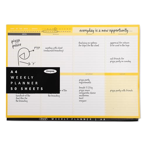 Anupam Weekly Planner Pad, Soft back Desk Planner Notepad, Tear-off organiser notepad, To-do list notebook, Productivity Planner A4 (50 Sheet) - Image 1
