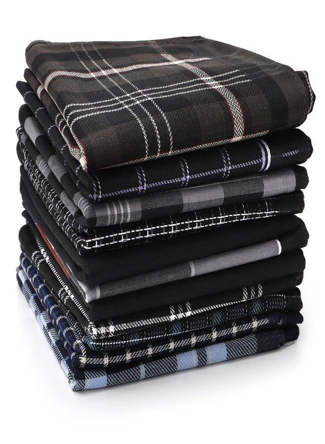 Eorbow مجموعة من 11 منديل قطني رجالي من إيوربو، منديل ناعم بطول 17 بوصة، منديل جيب مربع كبير مخطط للعريس، هدية مثالية لحفلات الزفاف، عيد الأب، وهدايا التخرج - Image 1