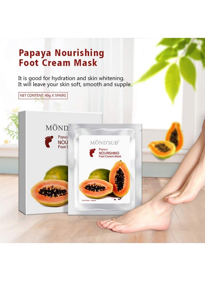 Mond'sub MOND'SUB [5 Value Pairs] Moisturizing Foot Mask - Professional Feet & Spa Quality Feet Treatment Socks for Cracked Heels and Dry Feet Skin - Deeply Repair with Natural Papaya Oil  - Image 5