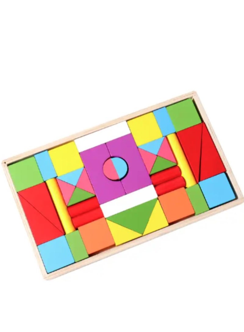 Wooden Tetris Puzzle Game 40-Piece - Image 1