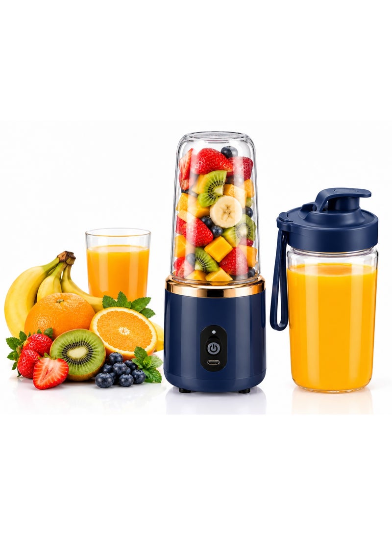 400ml Portable Electric Blender & Juicer Cup, USB Rechargeable Personal Smoothie Maker with 6 Stainless Steel Blades - Image 1