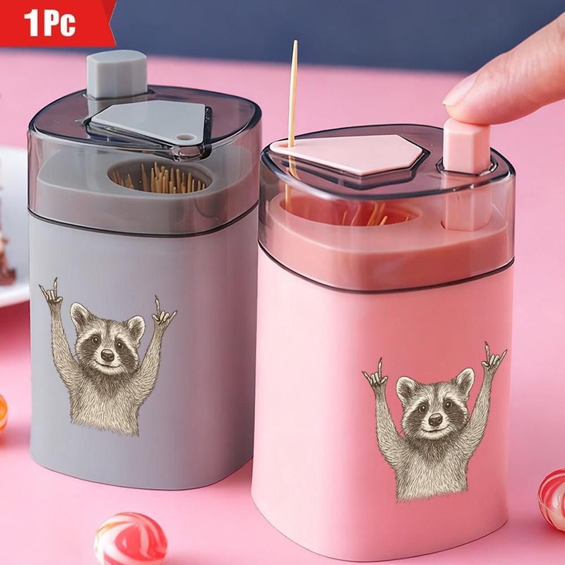 Rock Hand Raccoon Plastic Push-Type Toothpick Holder Model B Decorative Kitchen Countertop Organizer - Image 2