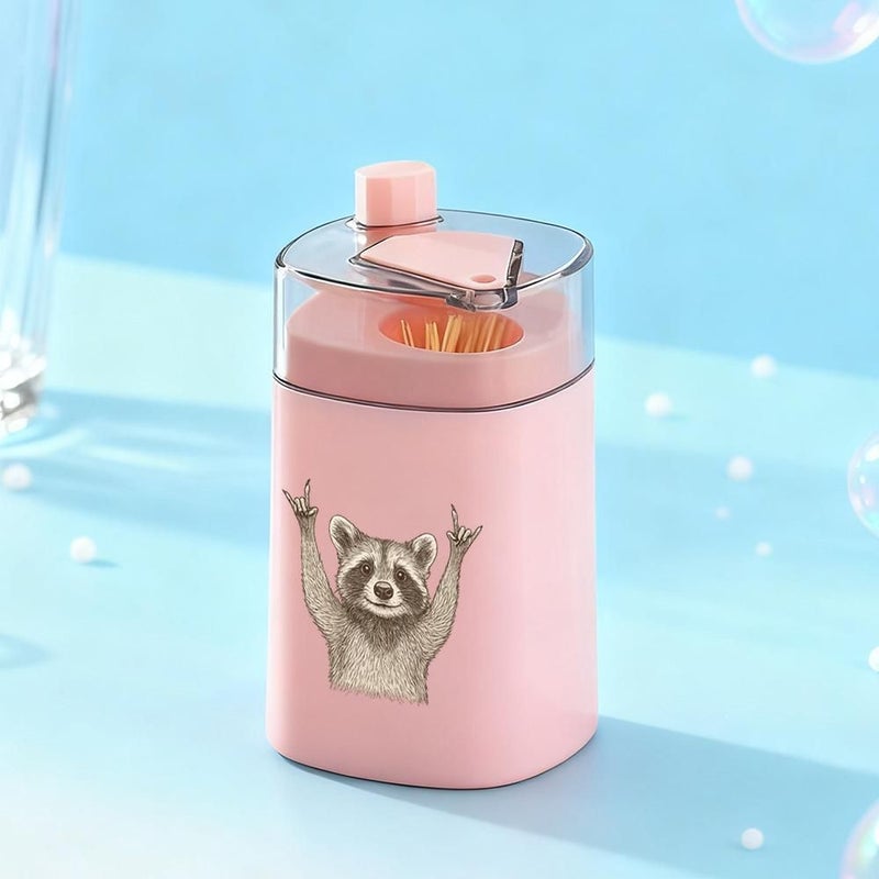 Rock Hand Raccoon Plastic Push-Type Toothpick Holder Model B Decorative Kitchen Countertop Organizer - Image 3