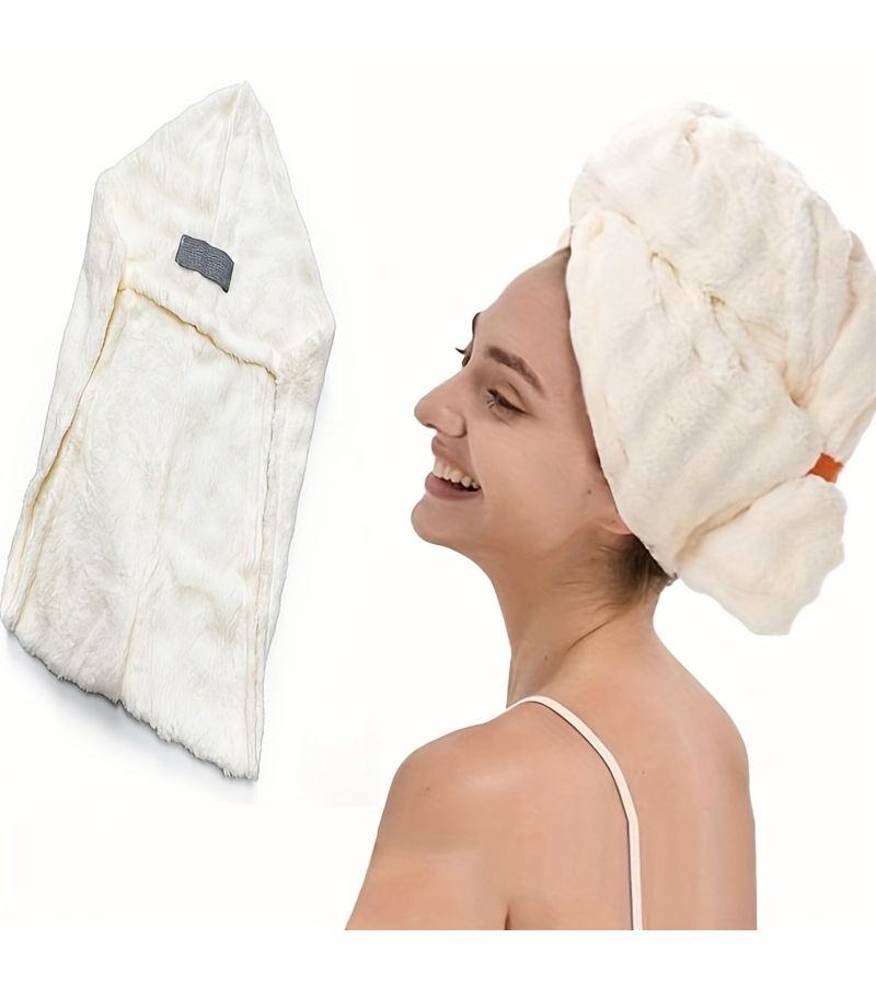 2025 New Upgraded Extra Large Microfiber Hair Towel Wrap 30 X 11 Inches Super Absorbent Fast Drying Anti Frizz Wide Tail Design For Curly Long Thick Wet Hair White 1pc - Image 1