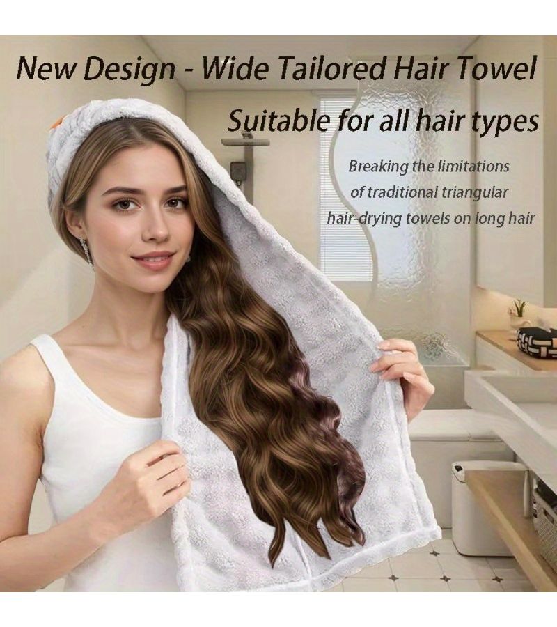 2025 New Upgraded Extra Large Microfiber Hair Towel Wrap 30 X 11 Inches Super Absorbent Fast Drying Anti Frizz Wide Tail Design For Curly Long Thick Wet Hair White 1pc - Image 5