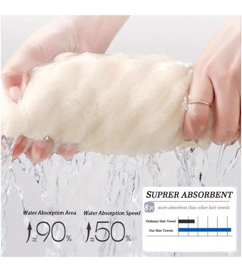2025 New Upgraded Extra Large Microfiber Hair Towel Wrap 30 X 11 Inches Super Absorbent Fast Drying Anti Frizz Wide Tail Design For Curly Long Thick Wet Hair White 1pc - Image 4