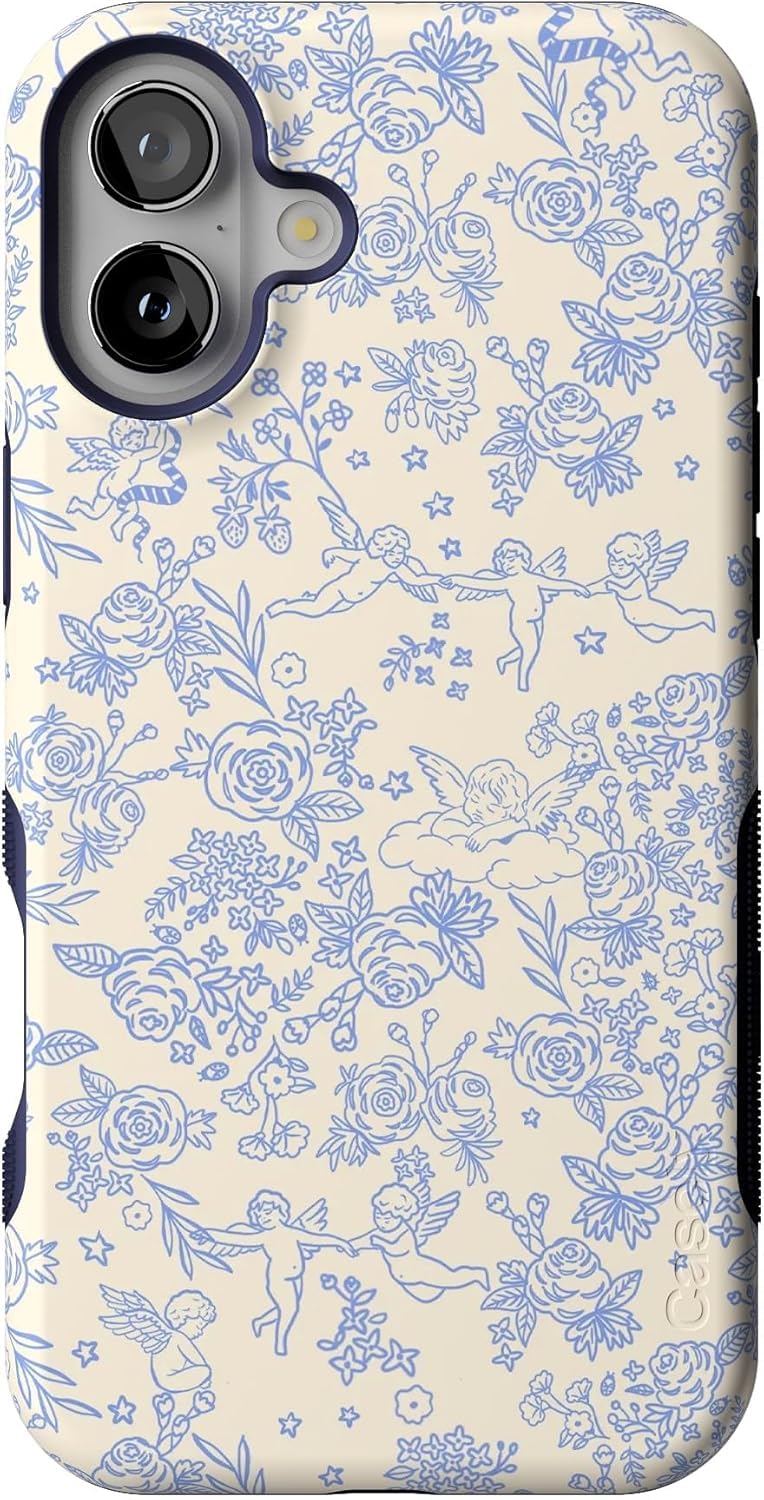 Casely iPhone 16 Case | Cupid's Canvas | Periwinkle Floral | Bold Protective Design | Compatible with MagSafe - Image 1