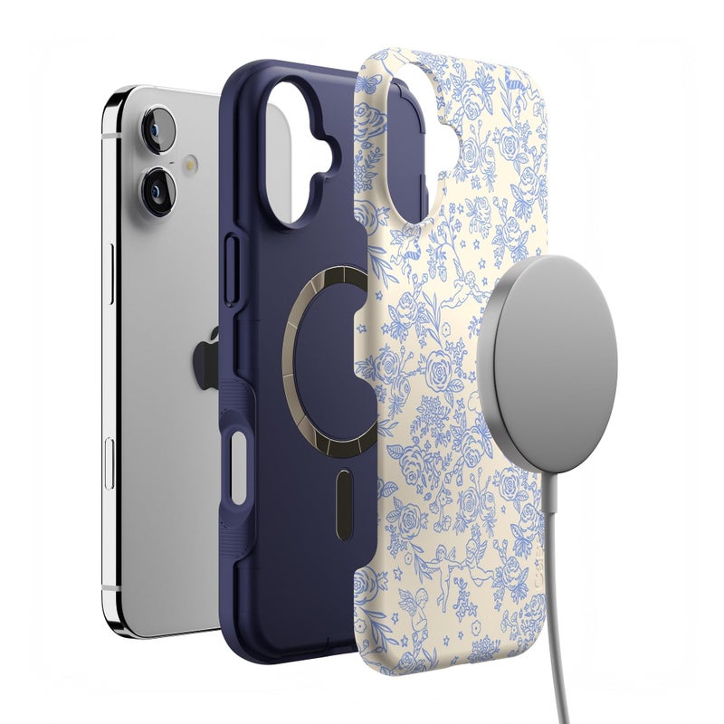 Casely iPhone 16 Case | Cupid's Canvas | Periwinkle Floral | Bold Protective Design | Compatible with MagSafe - Image 4
